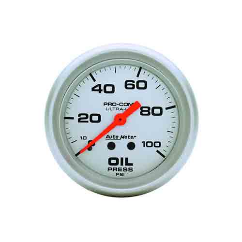 Auto Meter Oil Pressure Gauge 4321; Ultra-Lite 0 to 100 psi 2-1/16" Mechanical