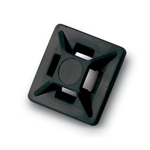 3/4 Inch Square Black 100 Per Pack Mini 4-Way Self-Adhesive Cable Tie Mounts 